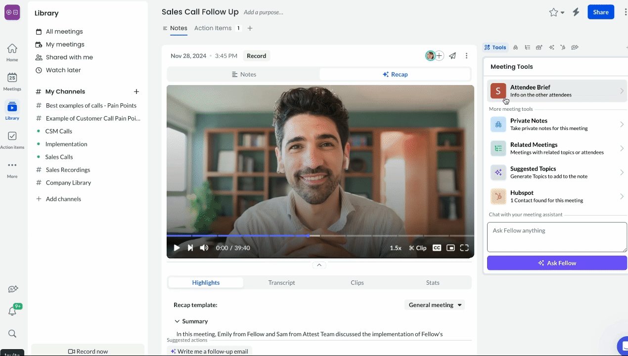 Fellow integration screenshot