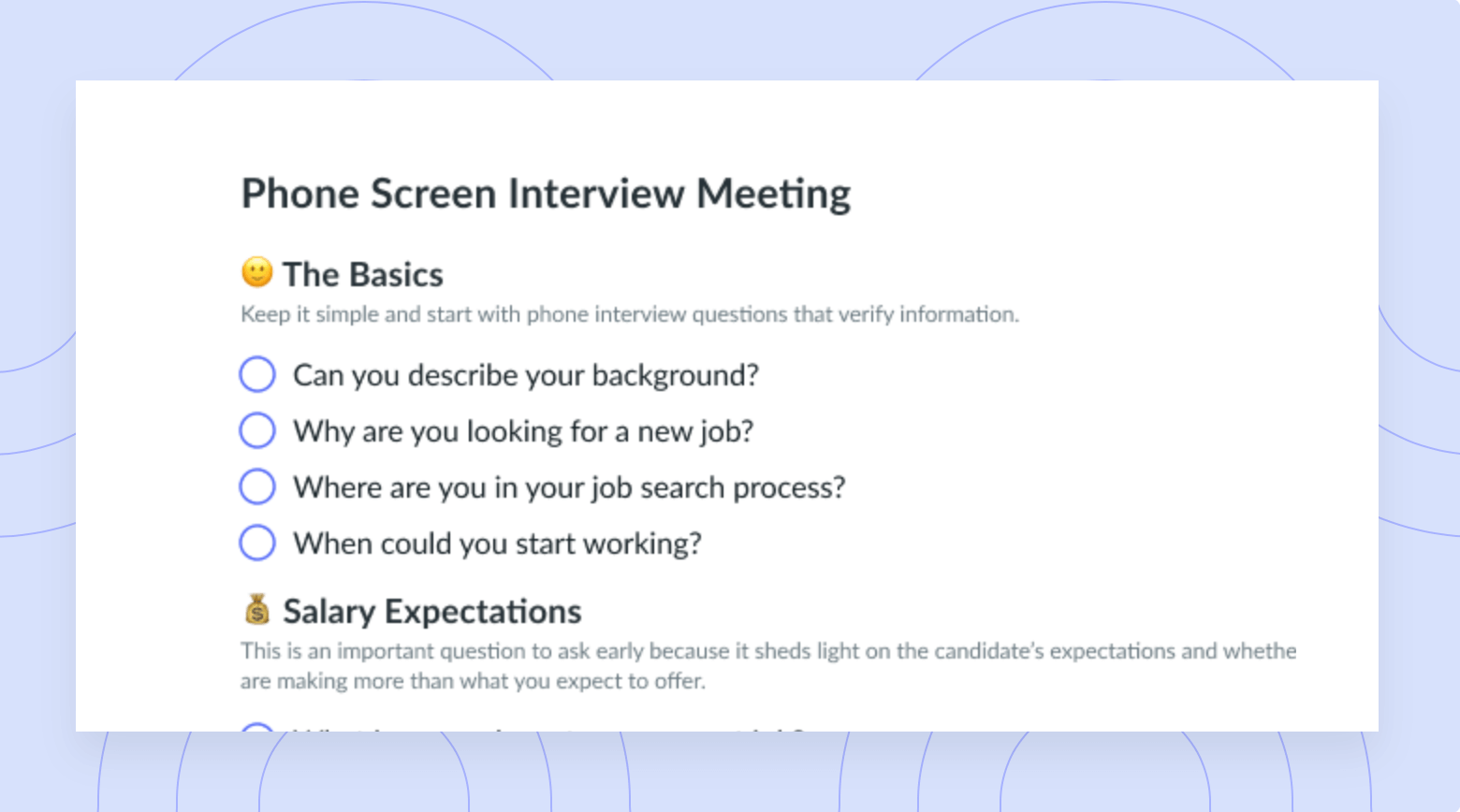 Phone Screen Interview Meeting Template